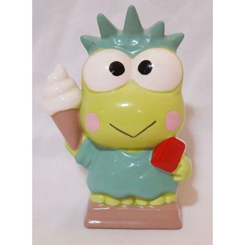Sanrio 1990s Kero Kero Keroppi Ceramic Coin Bank Statue of Liberty w/ Ice Cream